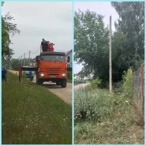 Установили 3 столба для уличного освещения на 6 линии